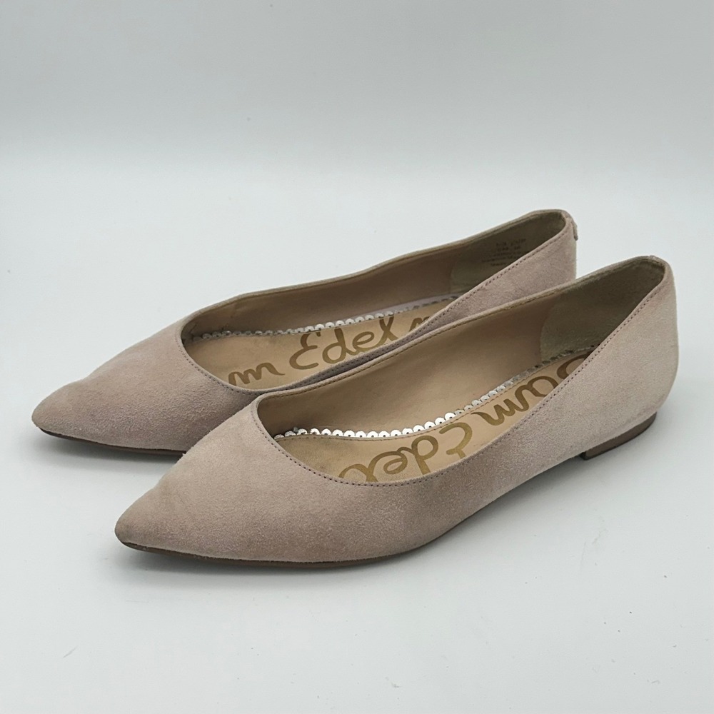 Sam Edelman Rae Pointed Toe Suede Flats Blush Pink Womens 6M Slip‎ Minimalist
